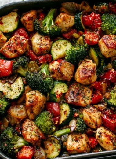 Delicious Air Fryer Chicken and Veggies served on a plate