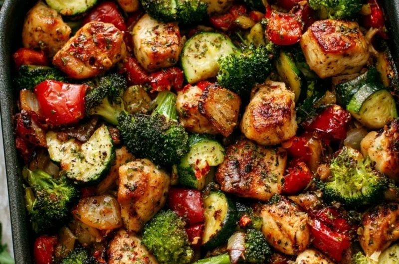 Delicious Air Fryer Chicken and Veggies served on a plate