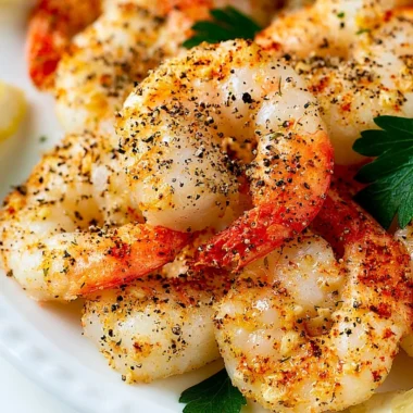 Cozy air fryer shrimp dish garnished with herbs and served in a bowl
