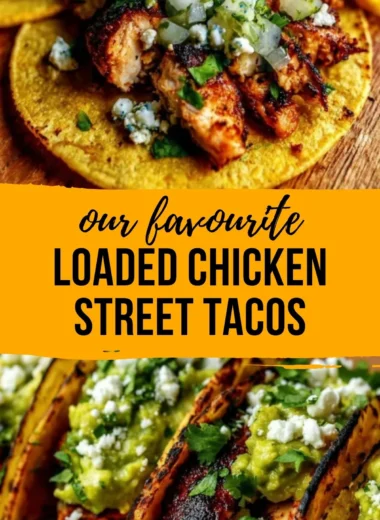 Cozy chicken street tacos with fresh toppings and flavorful chicken filling.