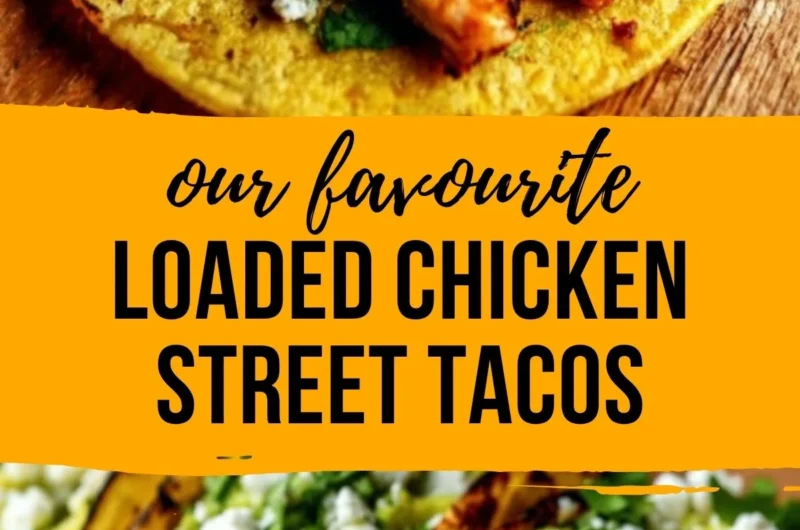 Cozy chicken street tacos with fresh toppings and flavorful chicken filling.