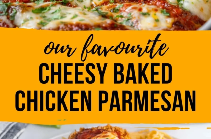 Delicious homemade chicken parmesan served with marinara sauce and cheese