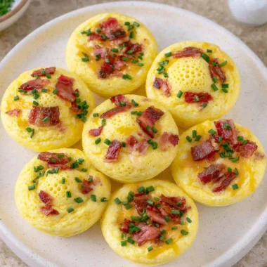 Healthy cozy cottage cheese egg bites served on a plate