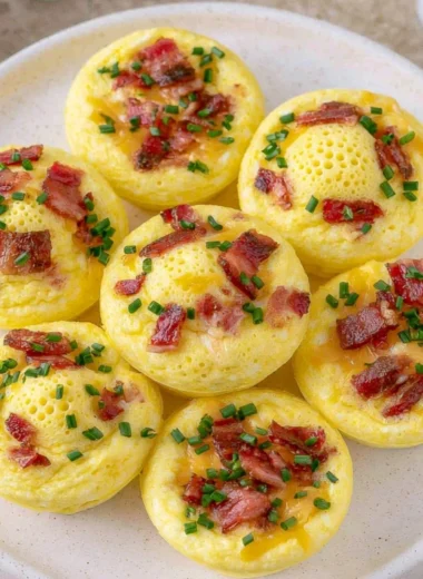 Healthy cozy cottage cheese egg bites served on a plate