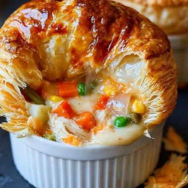 Cozy creamy chicken pot pie topped with golden crust and herbs