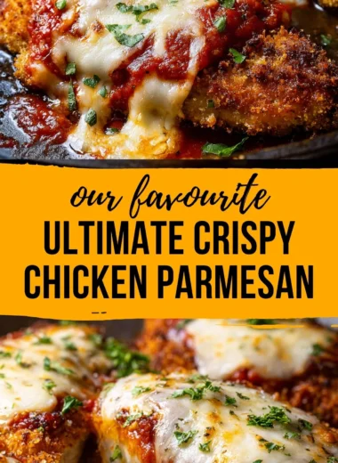 Cozy and crispy chicken parmesan served with marinara sauce and melted cheese