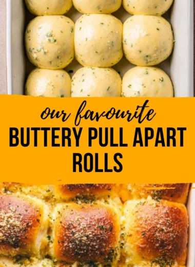 Freshly baked cozy garlic bread rolls on a wooden table