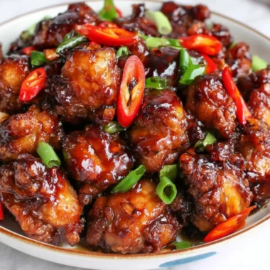 A delicious plate of Cozy Mongolian Chicken served with vibrant vegetables and rice.