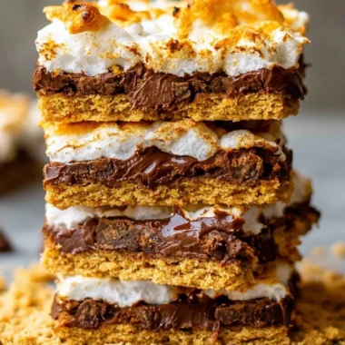 Deliciously baked cozy s'more bars with chocolate and marshmallows