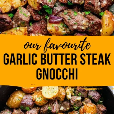 Cozy steak bites served with gnocchi in a comforting dish