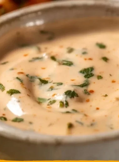 Creamy and spicy fish taco sauce served on tacos