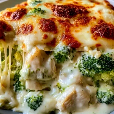 Creamy Keto Chicken Alfredo Broccoli Bake - a low-carb delicious dish