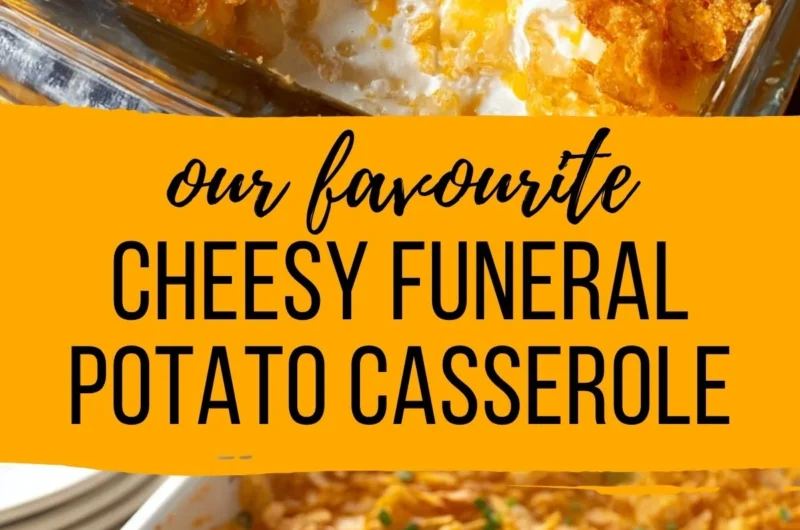 Funeral potatoes - cheesy potato casserole topped with golden corn flakes