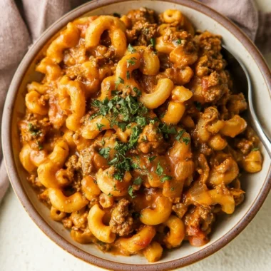 Healthy gluten-free dairy-free Hamburger Helper ready to serve