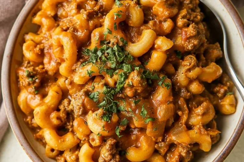 Healthy gluten-free dairy-free Hamburger Helper ready to serve