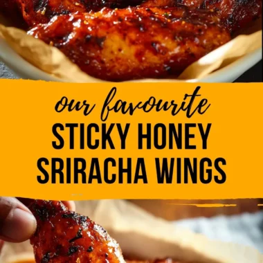 Delicious Honey Sriracha Chicken Wings glazed in a sweet and spicy sauce