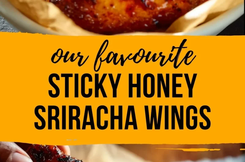 Delicious Honey Sriracha Chicken Wings glazed in a sweet and spicy sauce