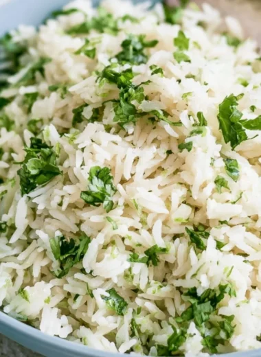 Delicious cilantro lime rice served as a side dish