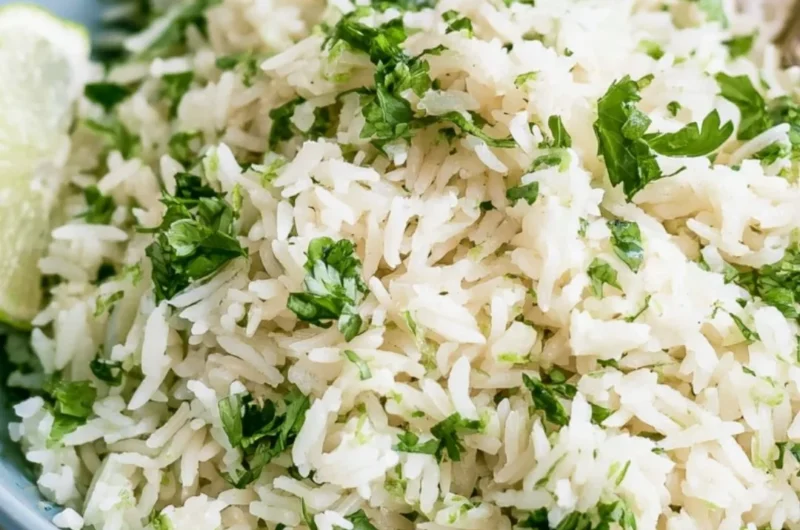 Delicious cilantro lime rice served as a side dish