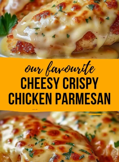 Delicious chicken parmesan dish topped with melted cheese and fresh herbs