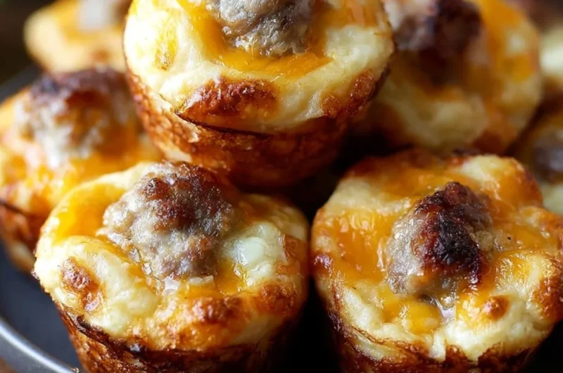 High-protein sausage pancake muffins, perfect for breakfast