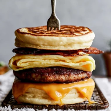 Homemade McGriddle served on a plate with syrup