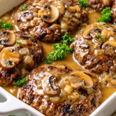 Delicious Poor Man's Steak served with sides in a cozy setting