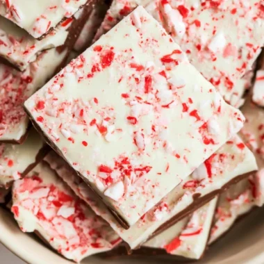 Delicious homemade 3 ingredient peppermint bark prepared for the holidays