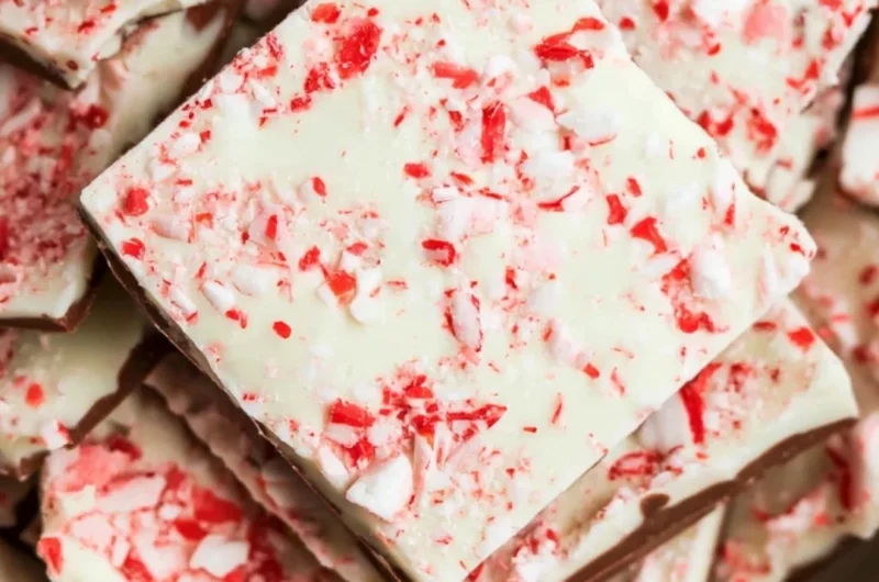 Delicious homemade 3 ingredient peppermint bark prepared for the holidays