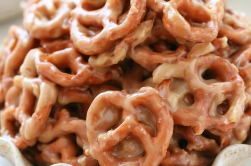 Delicious caramel pretzels drizzled with rich caramel sauce