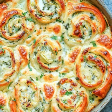 Cheesy spinach artichoke pinwheels on a plate
