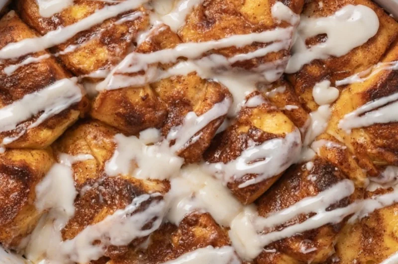 Easy Cinnamon Roll Casserole baked with gooey cinnamon and icing, perfect for Christmas morning.