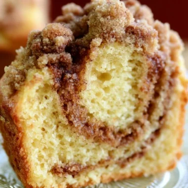 Easy coffee cake made with box cake mix, topped with crumble and icing.