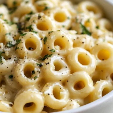 Delicious garlic butter pasta dish with fresh herbs and Parmesan cheese