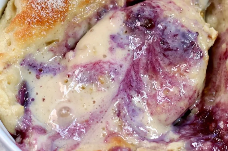 Healthy blueberry protein baked oats with no added sugar in a bowl