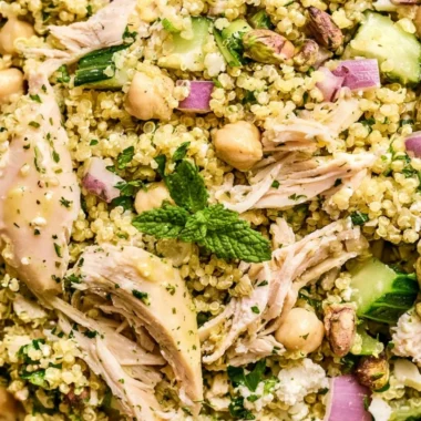 High Protein Jennifer Aniston Salad with fresh vegetables and quinoa
