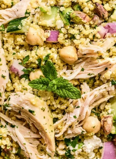 High Protein Jennifer Aniston Salad with fresh vegetables and quinoa