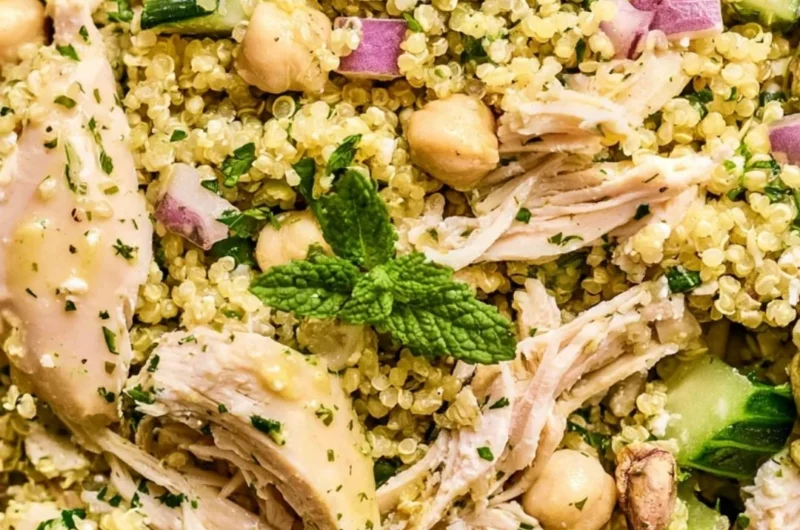 High Protein Jennifer Aniston Salad with fresh vegetables and quinoa