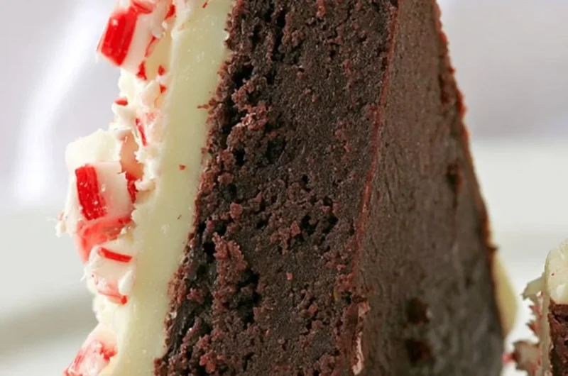 Delicious peppermint bark brownies topped with crushed candy canes.