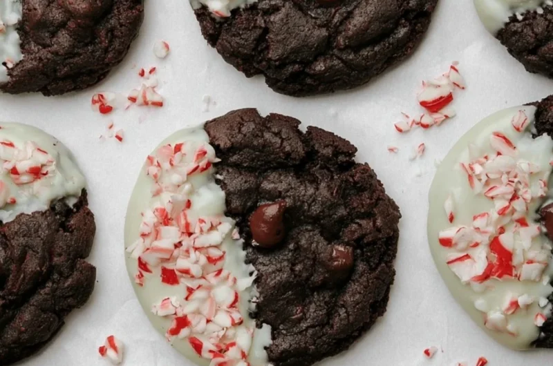 Delicious peppermint bark cookies with chocolate and peppermint toppings