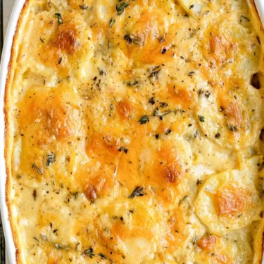 Deliciously creamy scalloped potatoes baked to perfection