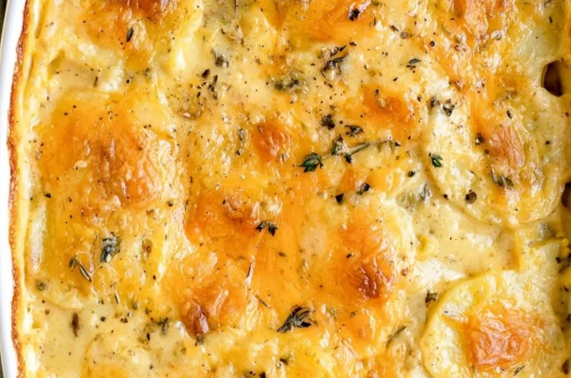 Deliciously creamy scalloped potatoes baked to perfection