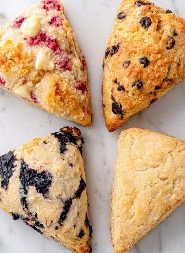 Homemade cranberry walnut scones fresh out of the oven, served on a plate.